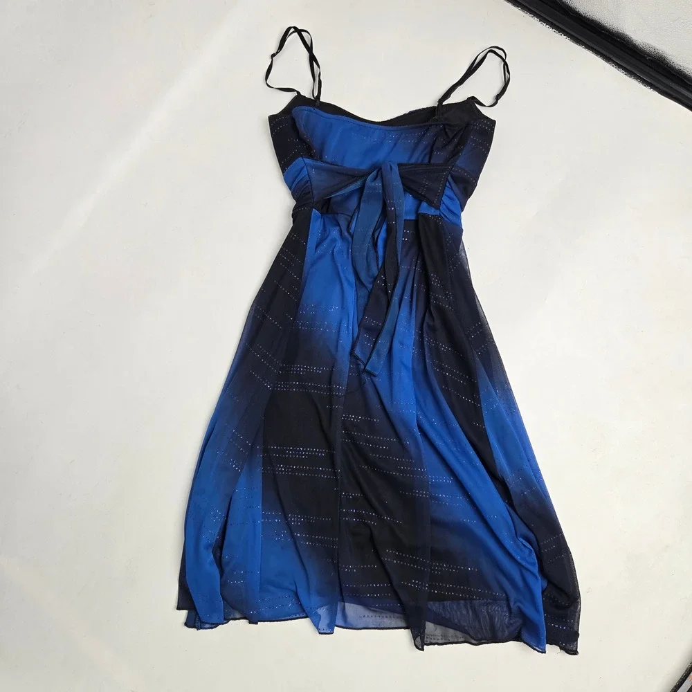 Vtg y2k Whimsigoth Ruby Rox‎ Small Ombre Sparkle Dress Blue Black Prom Party
